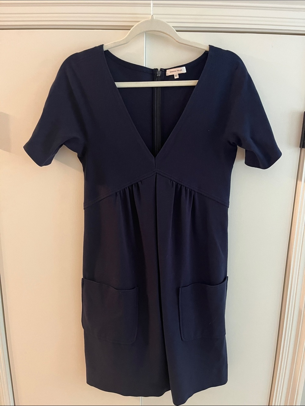 Rebecca Taylor Navy V‑Neck Mini Dress